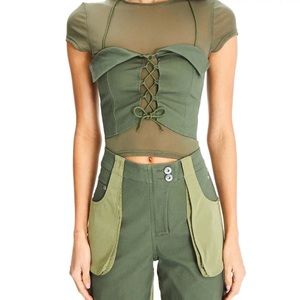 Lace Up Mesh, two piece top set